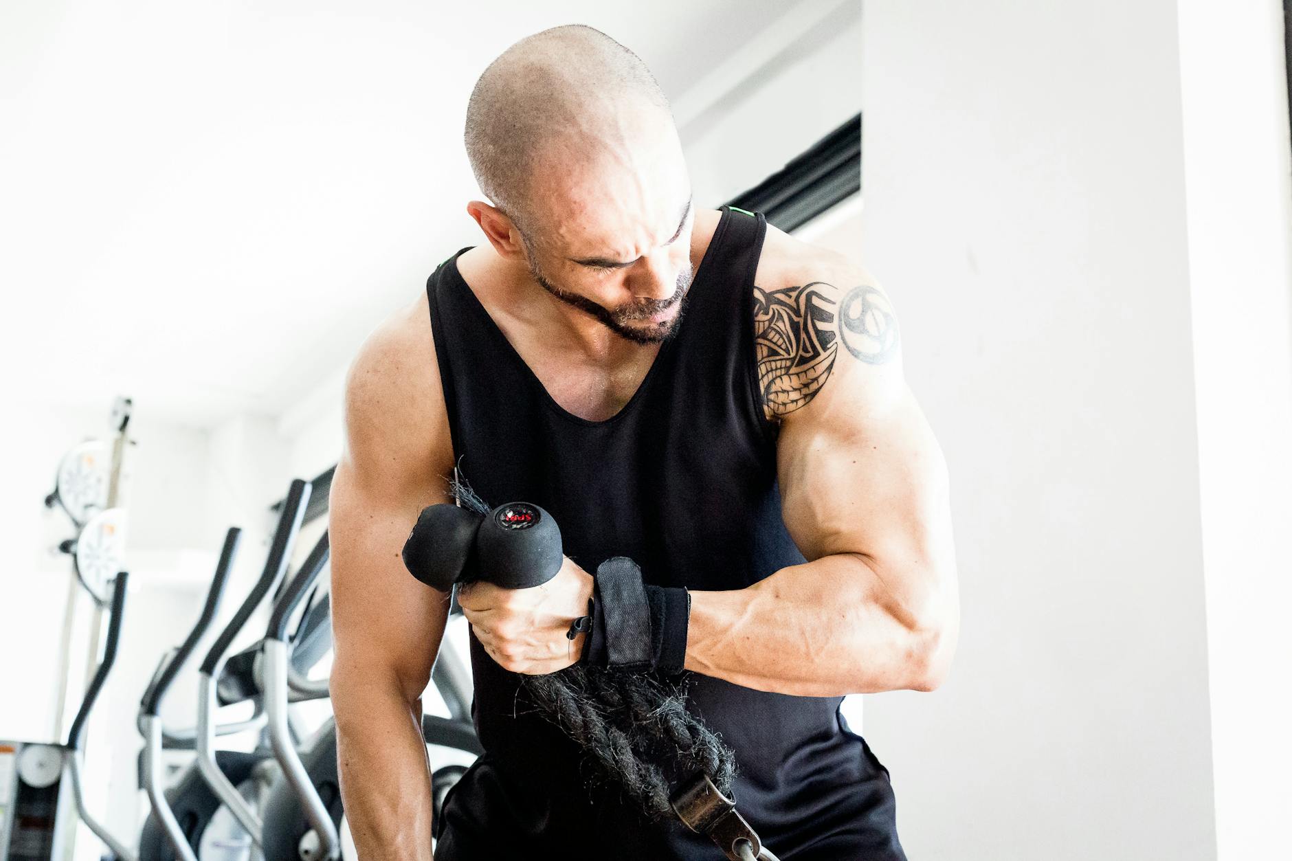 man exercising at the gym